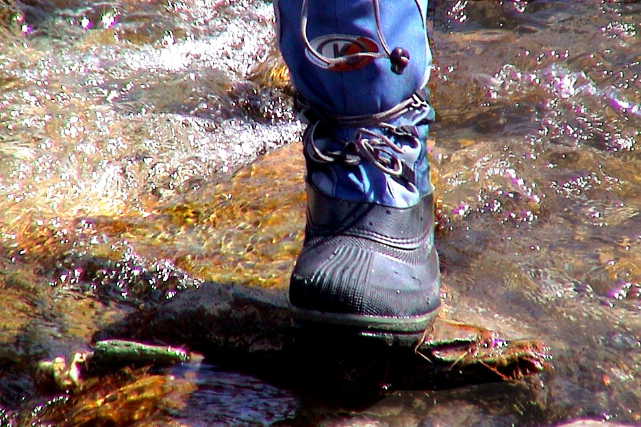 Boots in stream